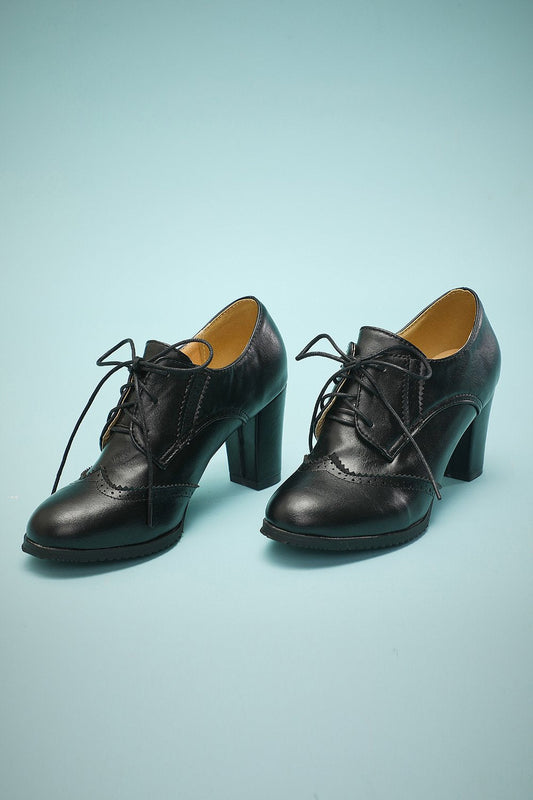 Talons épais en cuir noir