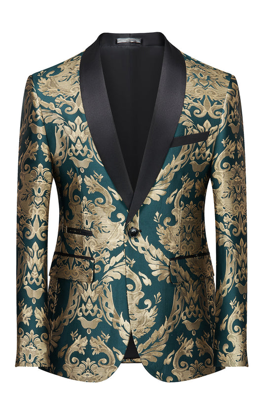 Blazer de bal vert foncé brodé pour homme