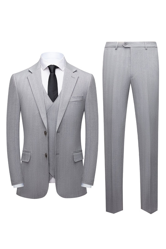 Costume homme 3 pièces gris clair à revers châle