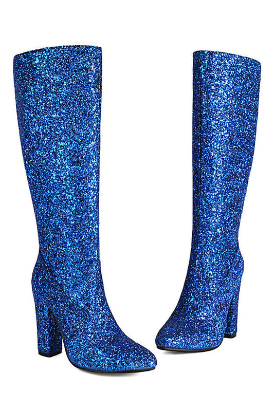 Botas vaqueras de tacón alto azul brillante