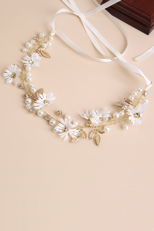 Elegant Golden Tone Handcrafted Faux Pearl Rhinestone