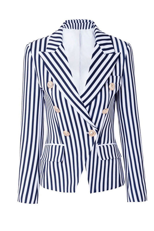 Blazer rayé blanc et bleu pour femme