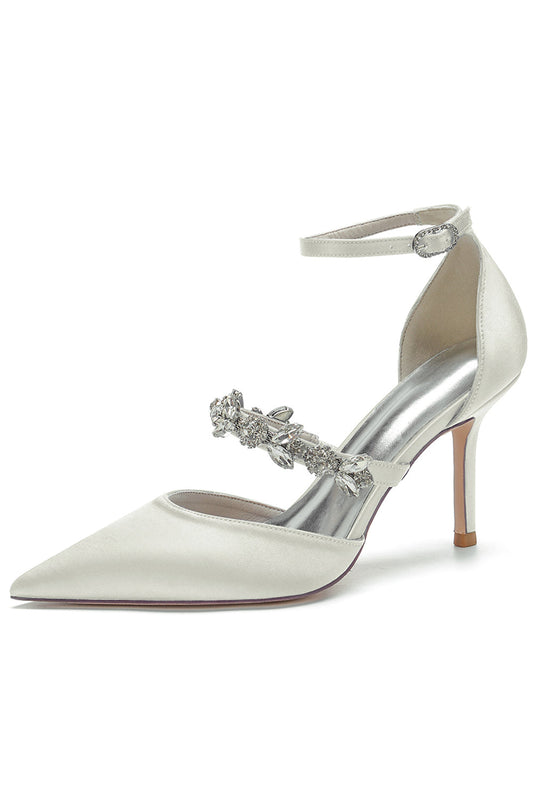 Escarpins pointus en strass ivoire