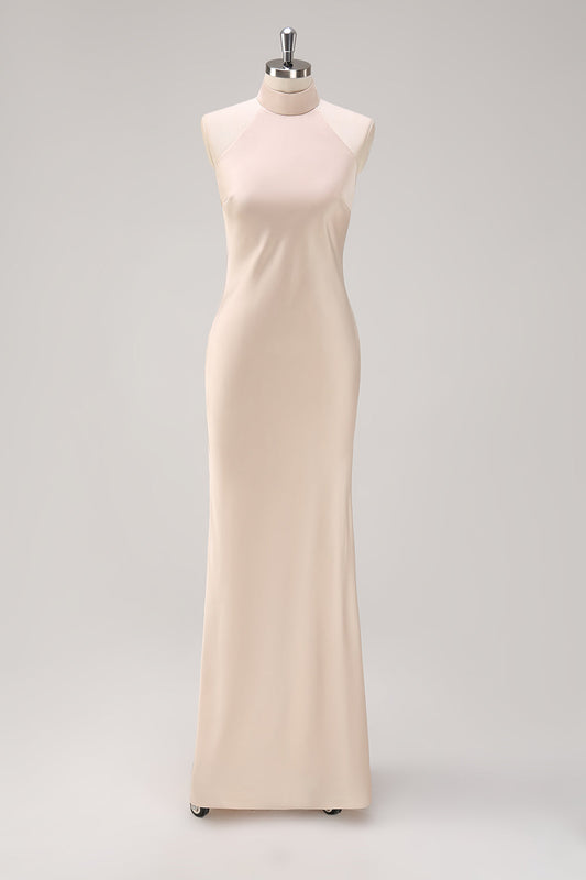 Robe de demoiselle d'honneur sirĂšne Champagne dos nu avec fente