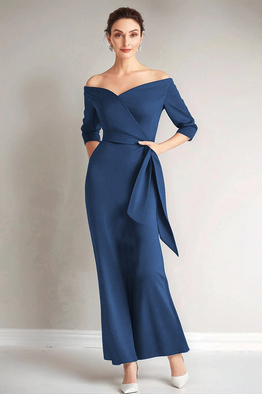 Vestido de madrina palabra de honor de sirena azul marino
