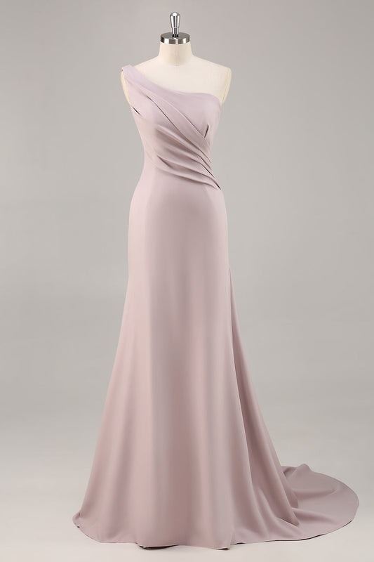 Robe de soirée longue sirène asymétrique kaki élégante