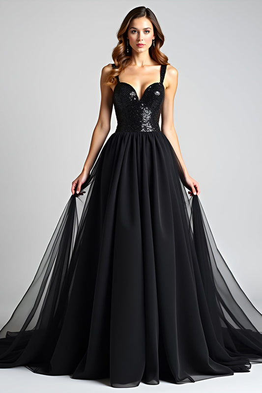 Robe de soirée ruchée bustier en ligne A scintillante