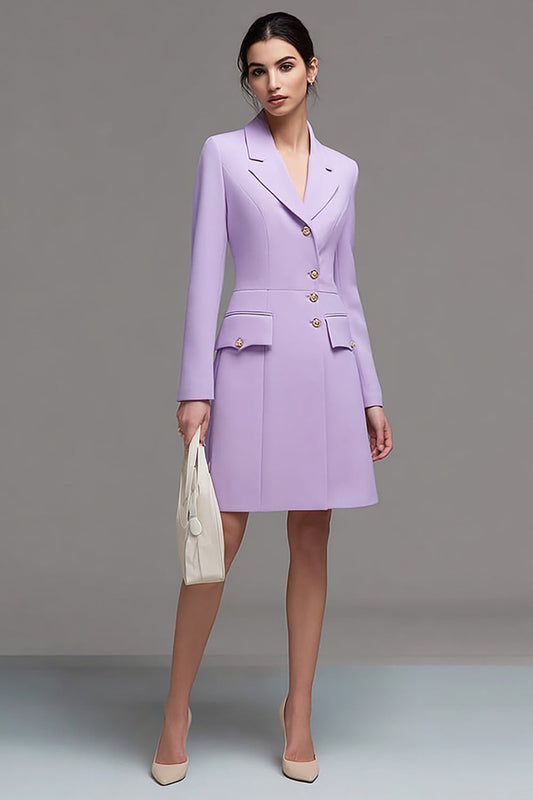 Robe blazer simple boutonnage à revers crantés lilas