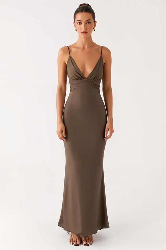 Mermaid Grey Spaghetti Straps Formal Dress
