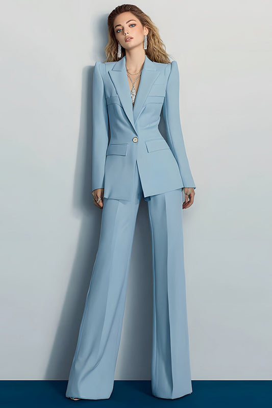 2 Costumes de bal gris bleu à revers crantés un bouton