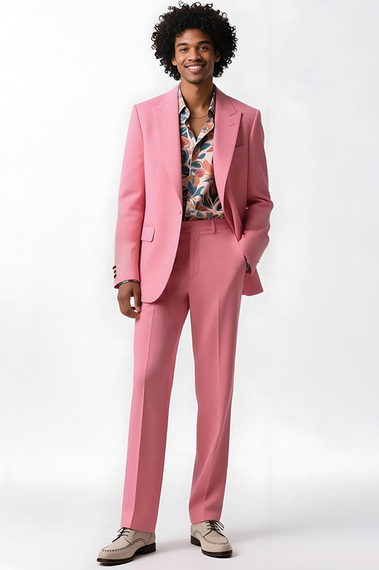 Blush Peak Lapel 2 Piece Single Breasted Men's Prom Suit