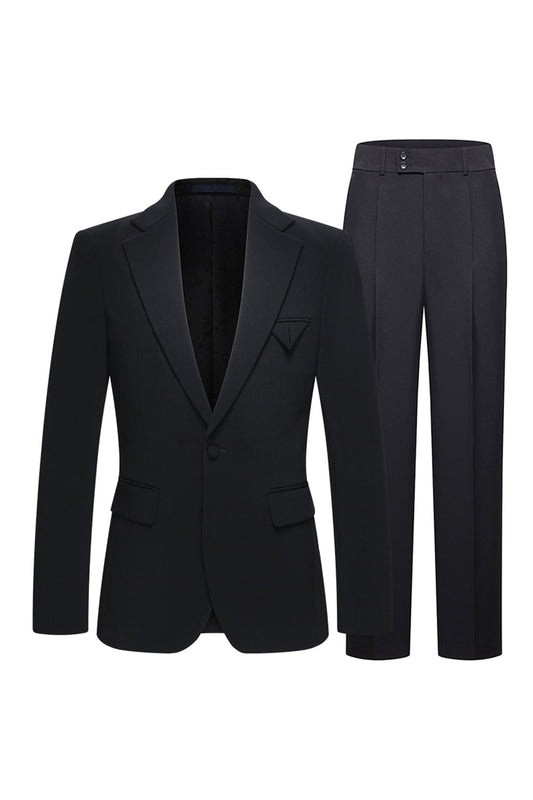 Notched Lapel Black 2-Piece Men's Business Suits
