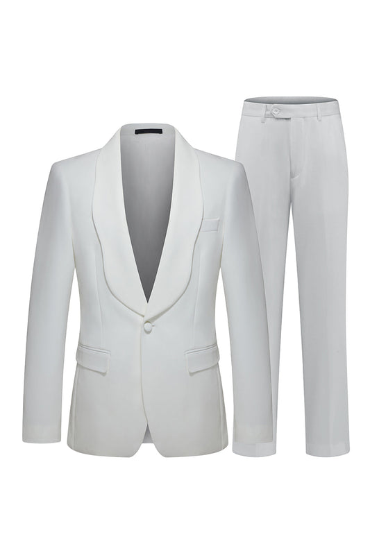 Costumes de mariage 2 pièces pour hommes avec revers châle blanc