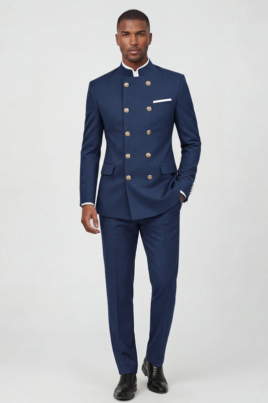 Costumes croisés deux pièces bleu marine pour hommes
