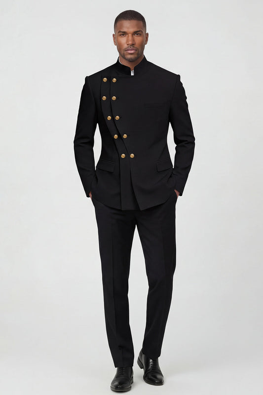 Costumes de bal noirs pour hommes, deux pièces, croisés
