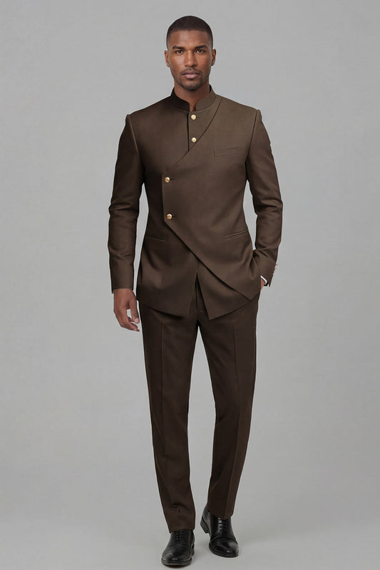 Costumes de bal pour hommes 2 pièces marron clair à boutonnage simple