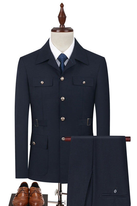 Costume 2 pièces bleu marine foncé pour homme