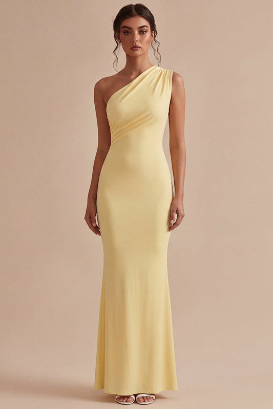 One Shoulder Daffodil Mermaid Formal Dress