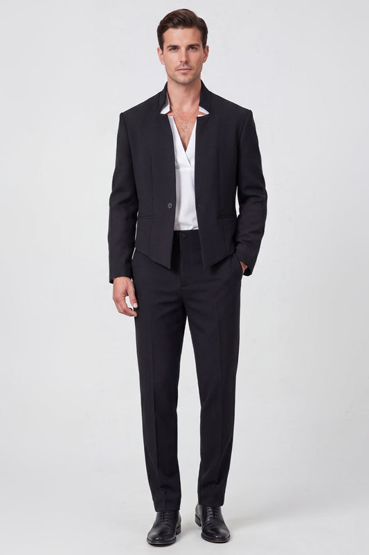 Costume de bal deux pièces noir un bouton pour homme