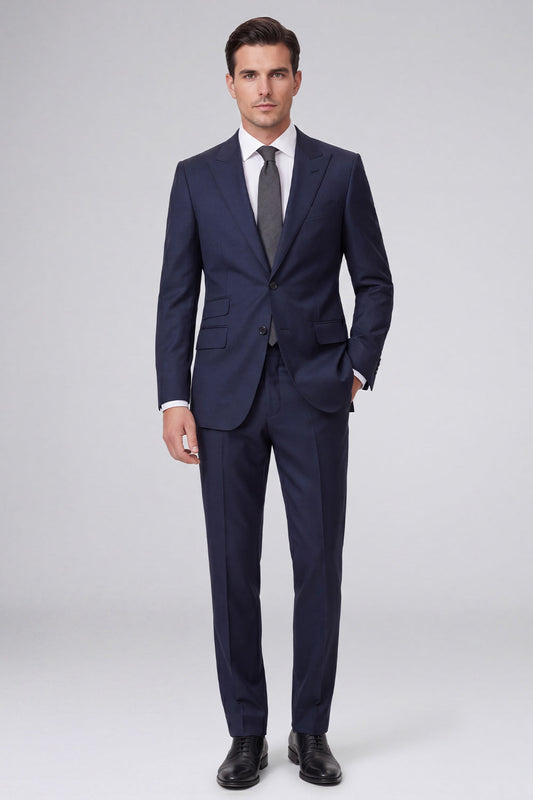 Costume de bal homme bleu marine foncé 2 pièces à revers cranté et un bouton