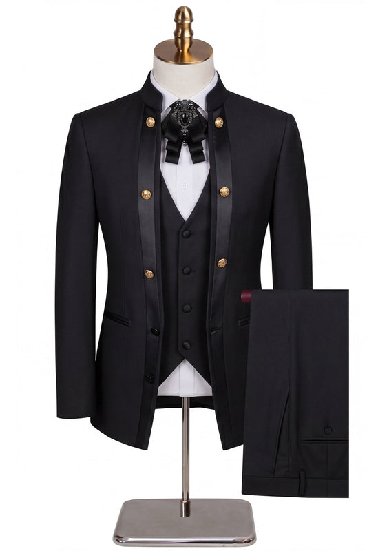 Costumes de bal pour homme en jacquard beige à motif floral, 3 pièces, avec un bouton