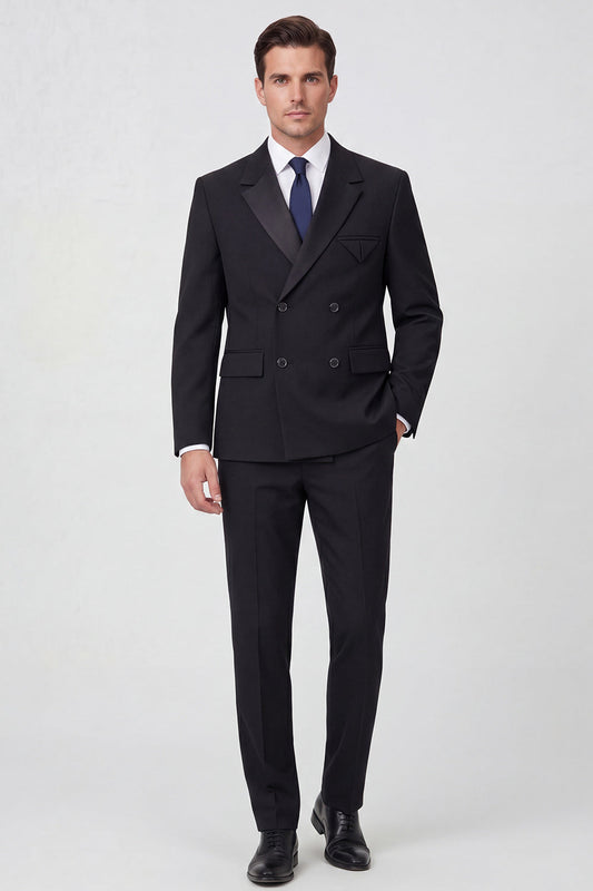 Costumes de bal pour homme, double boutonnage, revers crantés noirs, 2 pièces