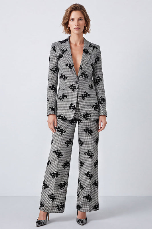 Peak Lapel 2-Piece Black and White One-Button Prom Suits