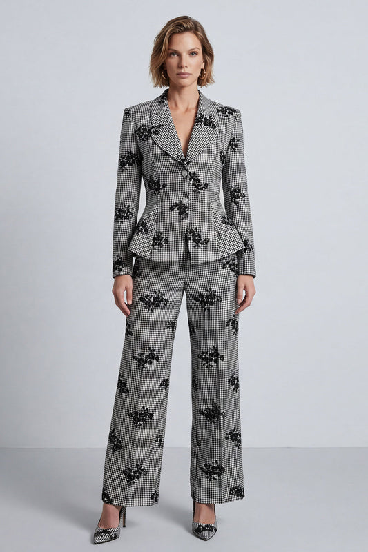 Costumes de bal noir et blanc à boutonnage simple (2 pièces)
