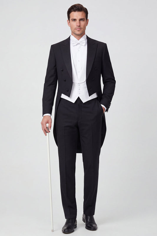 Costume 3 pièces de bal pour homme, coupe droite, col à revers noir