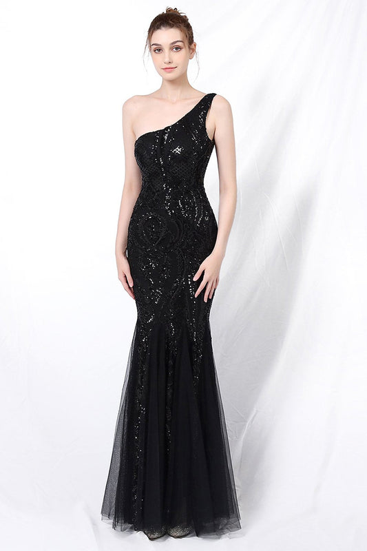 Robe de bal sirène asymétrique avec appliques
