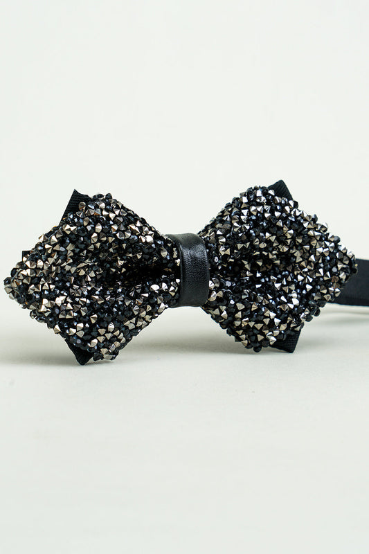 Nœuds papillon réglables noirs à strass pour soirée