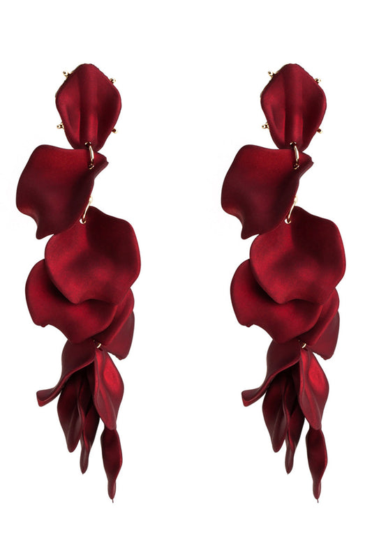 Boucles d'oreilles pendantes Pétale rouge