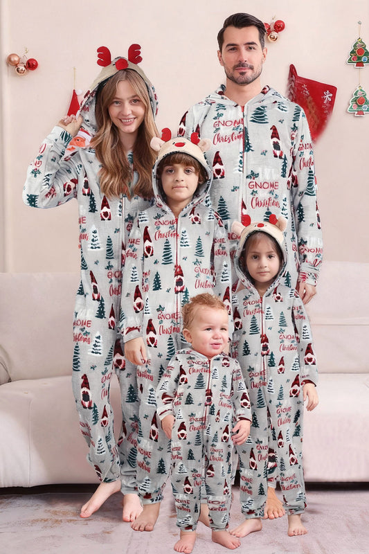 Pyjamas assortis pour toute la famille, motif de Noël One Piece gris