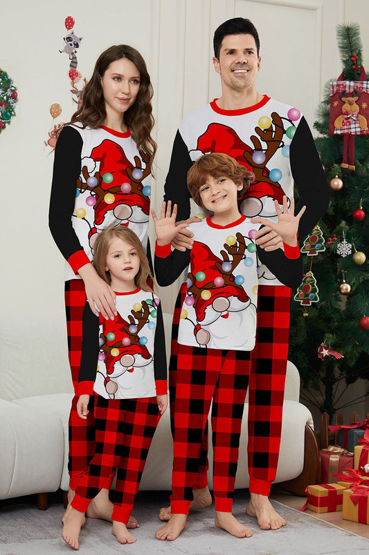 Ensemble de pyjama de Noël à carreaux noir et rouge à manches longues
