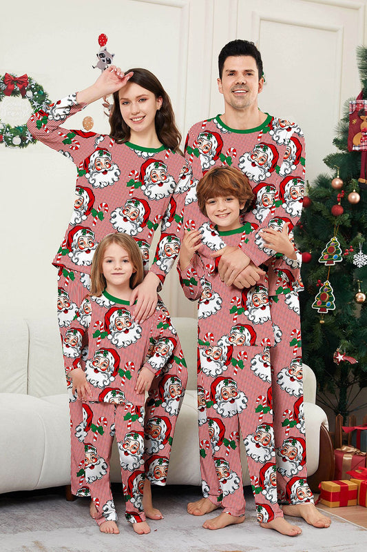 Ensemble de pyjama de Noël à manches longues rayé rouge