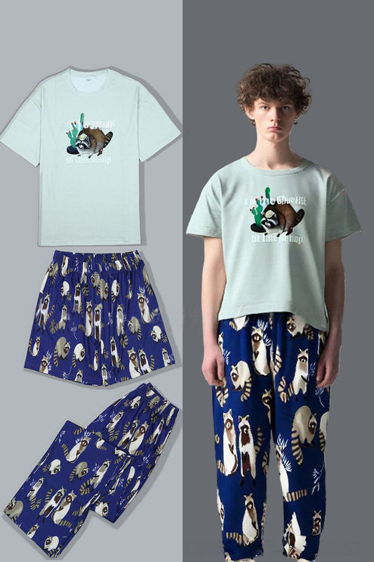 Pyjama Famille Assorti Imprimé Animal Vert Clair