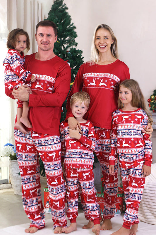 Pyjamas de Noël famille motif hiver rouge