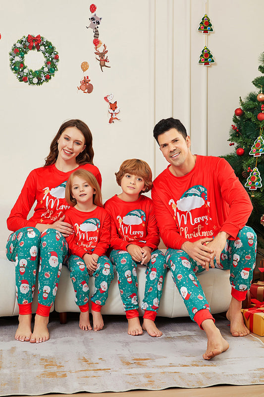 Pyjamas de Noël rouges assortis pour toute la famille avec imprimé Père Noël