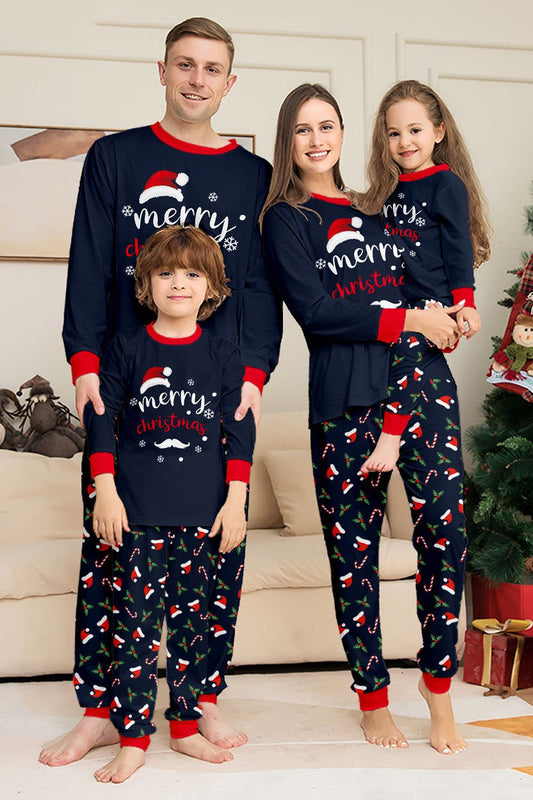 Ensemble de pyjamas de Noël bleu marine assortis pour la famille