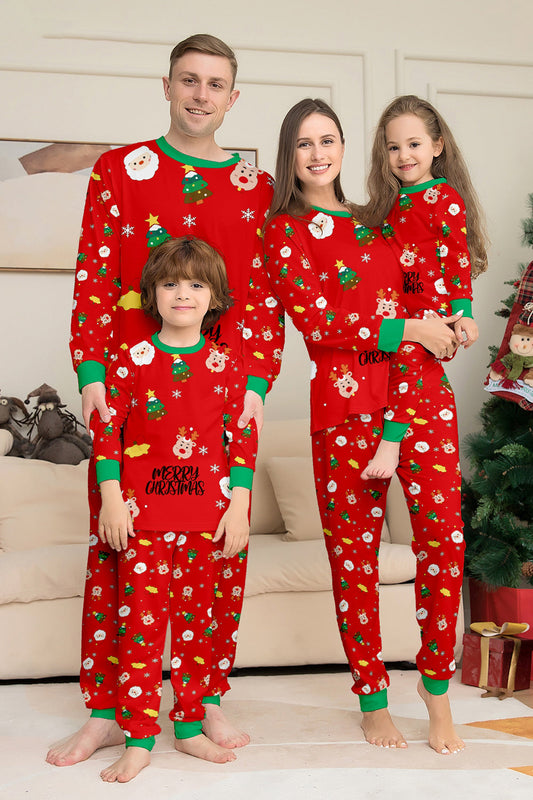 Pyjama de Noël douillet assorti pour toute la famille, imprimé rouge
