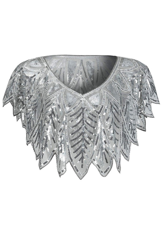 Cape Paillettes Grises Années 20