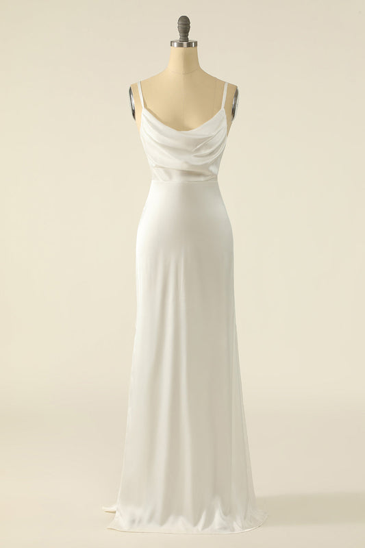 Ivory Satin Simple Wedding Dress