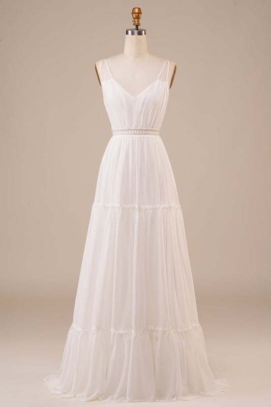 Robe de mariée longue simple coupe A-line