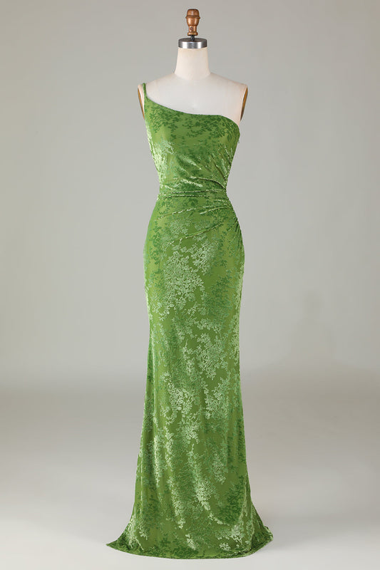 Robe de demoiselle d'honneur asymétrique en velours Olive Sirène