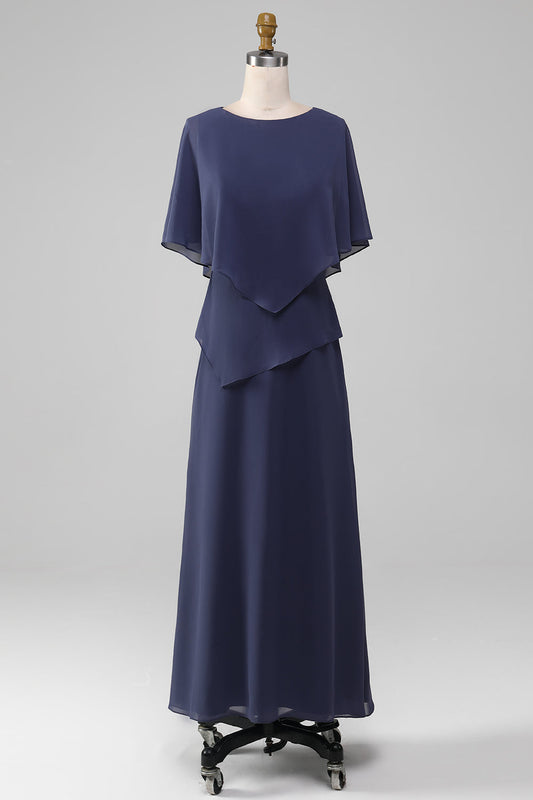 Robe mère de la mariée fourreau/colonne longueur thé en mousseline orageuse