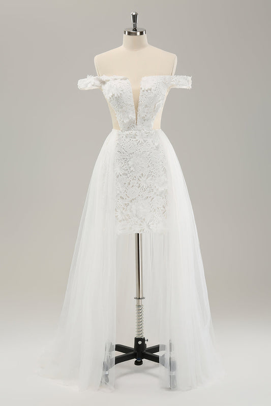 Robe de mariée bustier coupe évidée avec tulle amovible