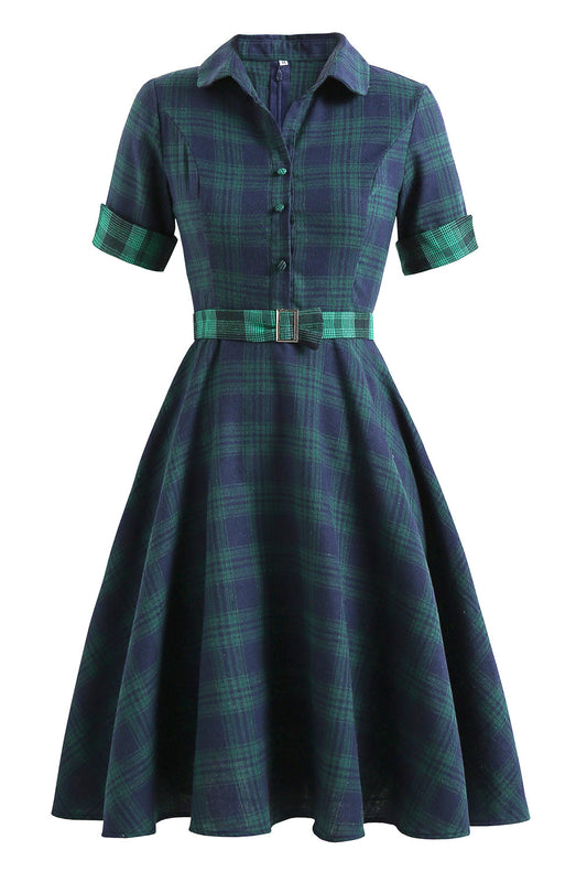 Robe écossaise verte des années 1950
