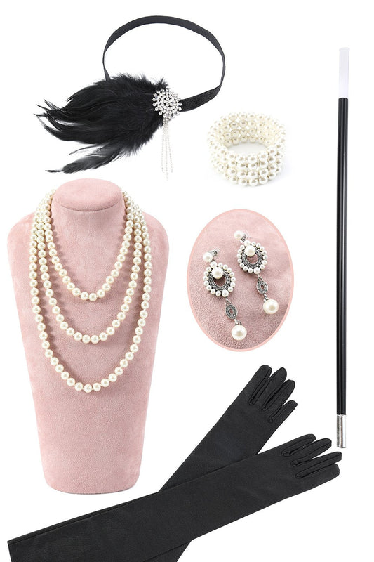 Ensembles d'accessoires de fête noirs des années 1920