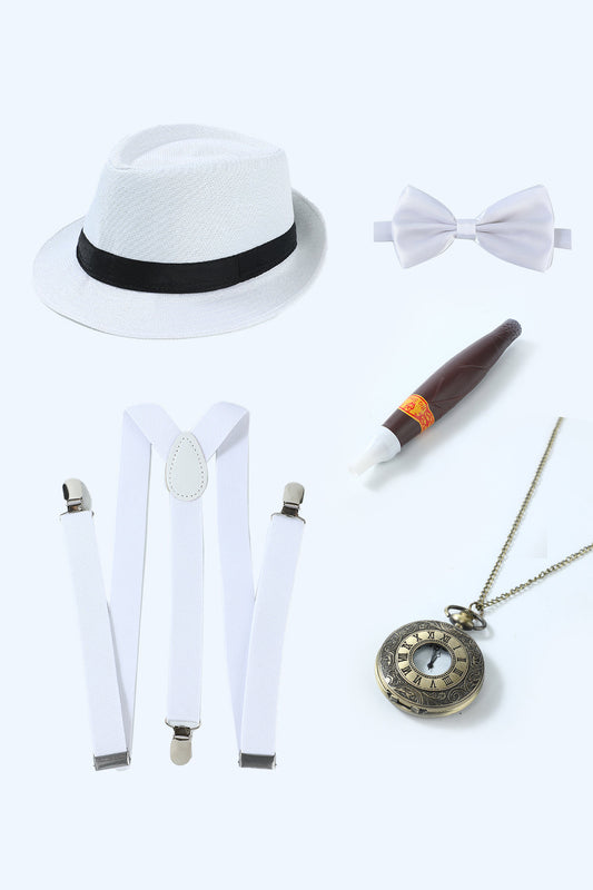 Ensemble d'accessoires blancs années 20 pour hommes
