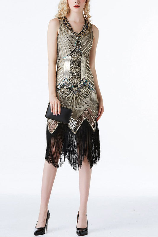 Robe Charleston à franges pailletées
